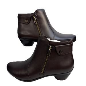 Naturalizer Haley Oxford Ankle Bootie Women's Sz 7 M Brown Leather Side Zip NWB